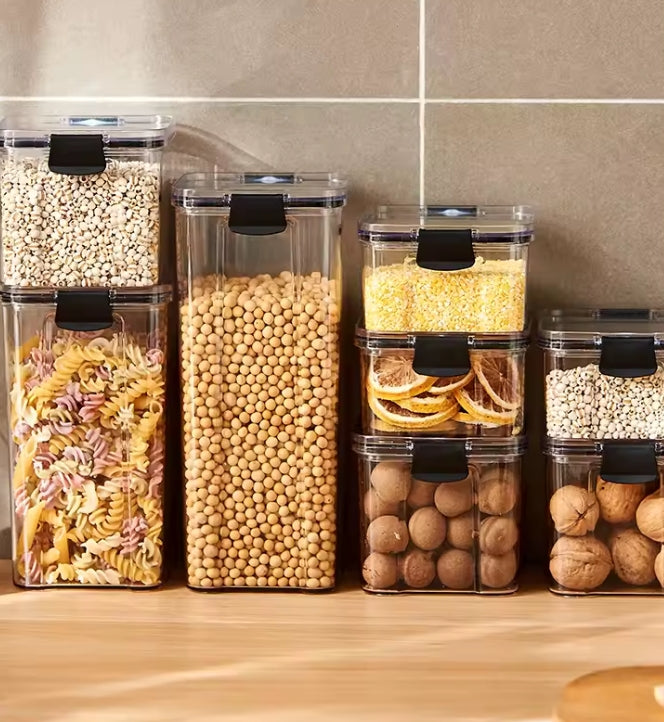 Nuviora Airtight Kitchen Grain Storage Jars – Sealed Food Storage Containers for Pantry Organization